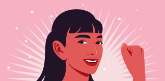 Portrait of a strong woman in half-turn. Avatar